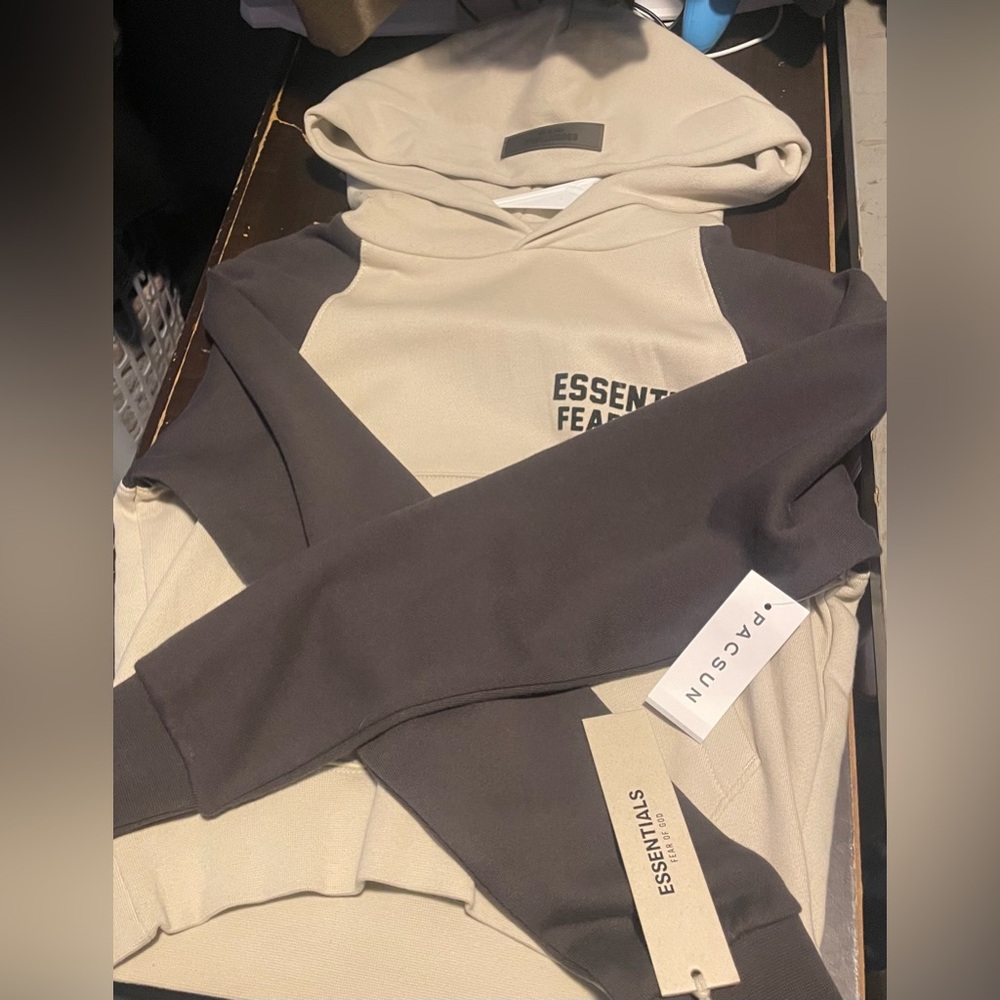 Essentials Beige and brown Kids Hoodie